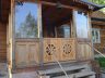 Zdobiony ganek domu żuławskiego azurowy ornament schonbaum chmielove